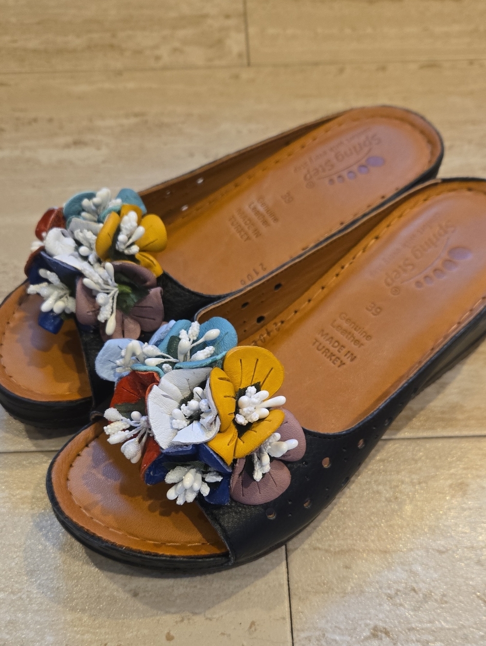 Spring Step "Flower Child" Genuine Leather Sandals
